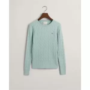 Image of Gant Stretch Cotton Cable C-Neck Dusty T - Blue