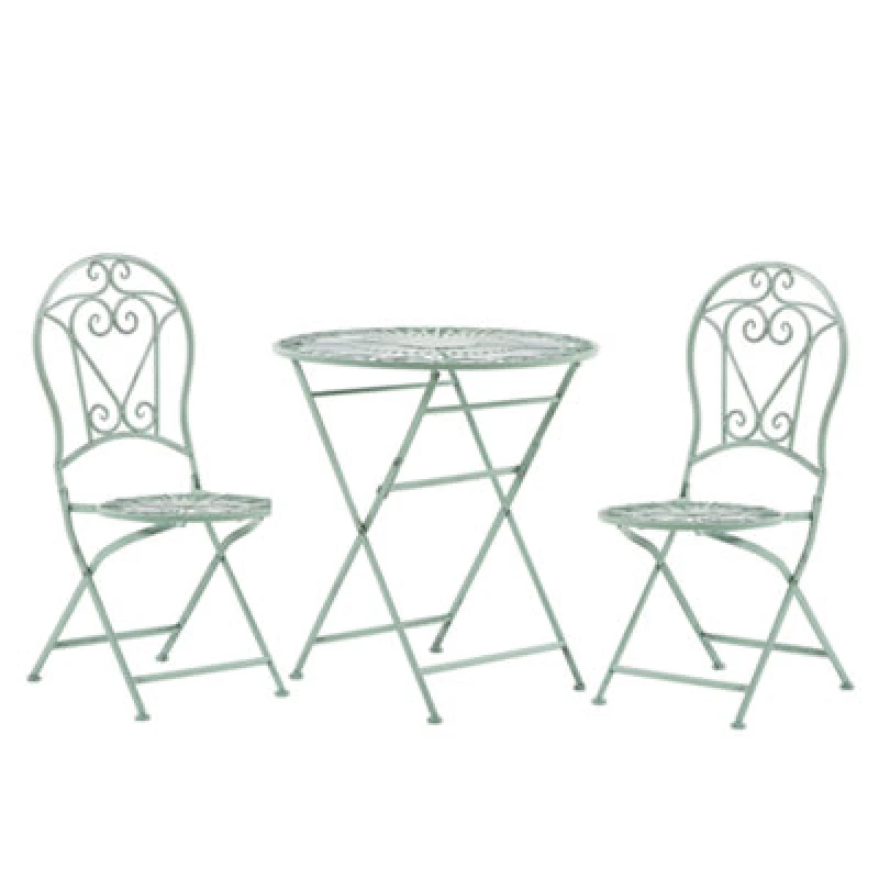 Image of Beliani Bistro Set Folding Trento Metal Light Green