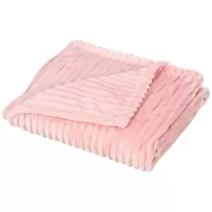 Image of HOMCOM Flannel Fleece Blanket for Sofas, All-Season Fluffy Warm Throw Blanket for Bed, Couch, Chair, Striped Reversible Travel Bedspread, Single Size,