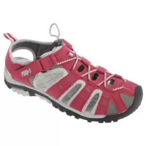 Image of PDQ Womens/Ladies Toggle & Touch Fastening Sports Sandals (8 UK) (Red/Grey)
