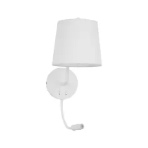 Image of Cavendish Reading Light White Aluminium White Fabric Shade Switched LED E27 LED 1x3W 190Lm 220 Volt - Merano