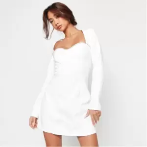 image of Missguided Diamante Trim A Line Mini Dress - White