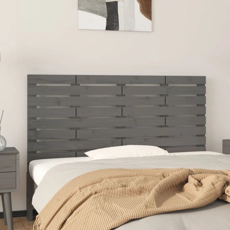 Image of Vidaxl Wall Headboard Grey 146X3X63cm Solid Wood Pine, Grey 824735