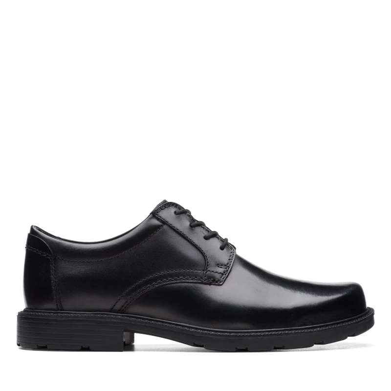 Image of Clarks Clarks Men Kerton Lace Black Leather Lace Up,Derby Shoes Size: 10-Standard Fit Black 10-Standard Fit Male 5059680345937