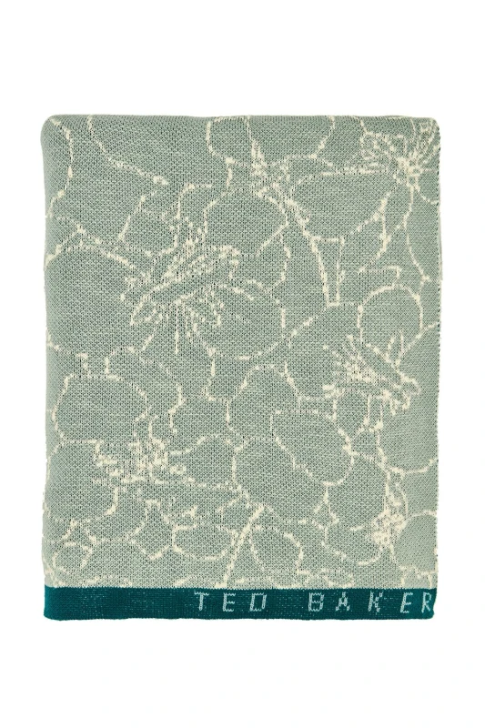 Image of Ted Baker 'Pressed Flowers' Cotton Throw Mint
