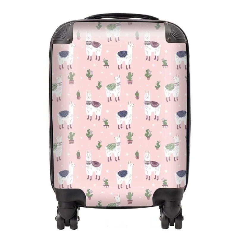 Image of Warren Reed - Designer Happy Lama Suitcase in Pink Size: Large Pink Unisex Large