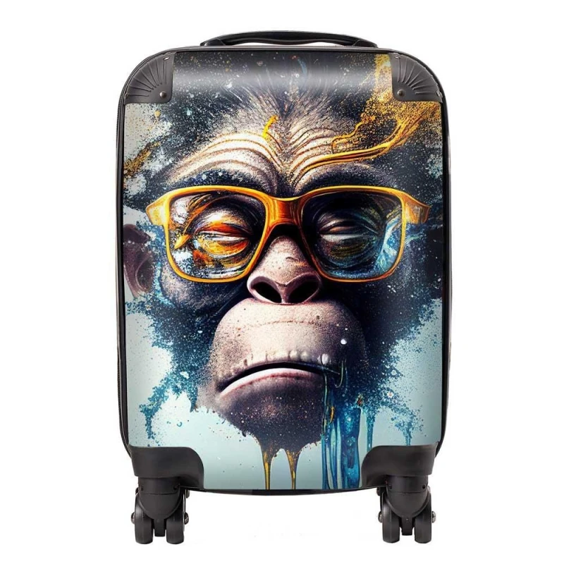 Image of Warren Reed - Designer Monkey Splashart Suitcase in Blue Size: Large Blue Unisex Large