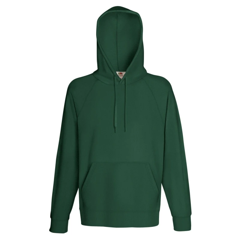 Image of Fruit Of The Loom Fruit of the Loom Men Lightweight Hooded Sweatshirt Hoodie (240 GSM) in Bottle Green Size: Small Bottle Green S Male 5054171167777