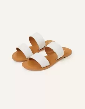 Image of Accessorize Womens Leather Double Strap Sliders White, Size: 36