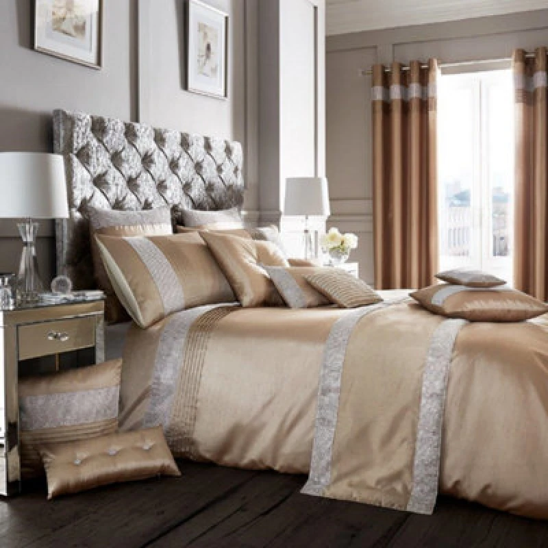 Image of Smart Living Smart Living Premium Polycotton Onyx Duvet Cover With Pillowcases in Camel Size: Single Camel Single Unisex 5051346122982