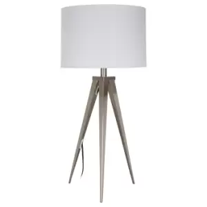 image of Premier Housewares Livia Table Lamp with Metal Tripod Frame & White Fabric Shade