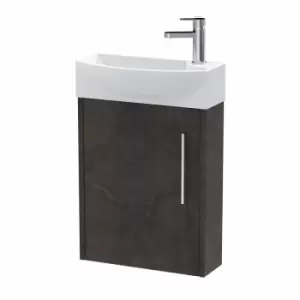 image of Hudson Reed Juno Compact LH Wall Hung Vanity Unit and Basin 440mm Wide - Metallic Slate