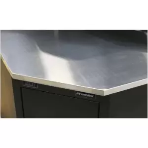 image of 930mm Stainless Steel Corner Worktop for ys02615 Modular Corner Floor Cabinet