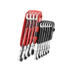 image of Facom 467BF.JP10PB Ratchet Combination Flexi Wrench Set, 10 Piece