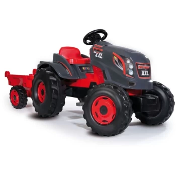 image of Smoby - Kids Tractor and Trailer Stronger XXL Red and Black - Red