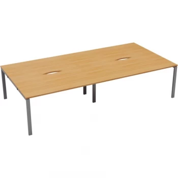 Image of 4 Person Double Bench Desk 1600X800MM Each - Silver/Beech