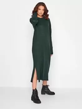 image of Long Tall Sally Turtle Neck Knitted Dress - Green, Size 10-12, Women