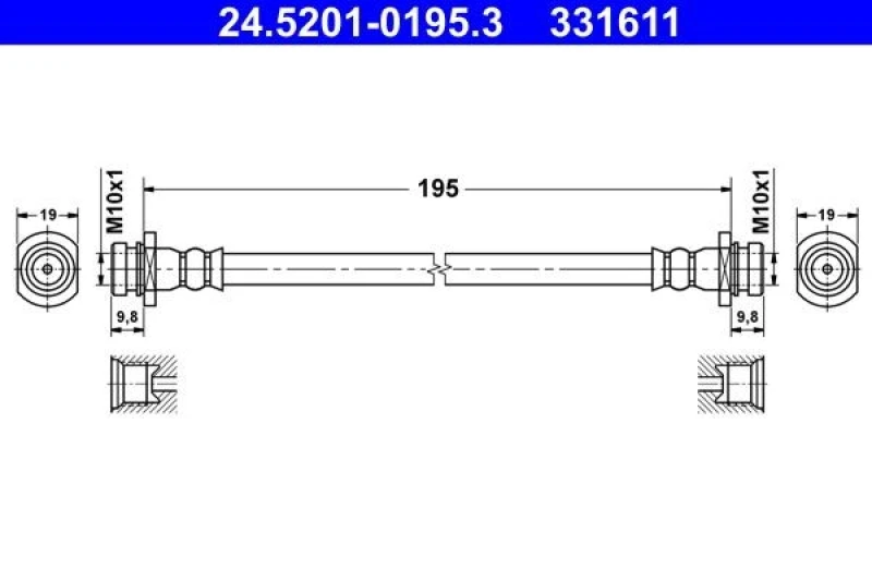 Image of ATE 24.5201-0195.3 Brake Hose Brake Hose (83)