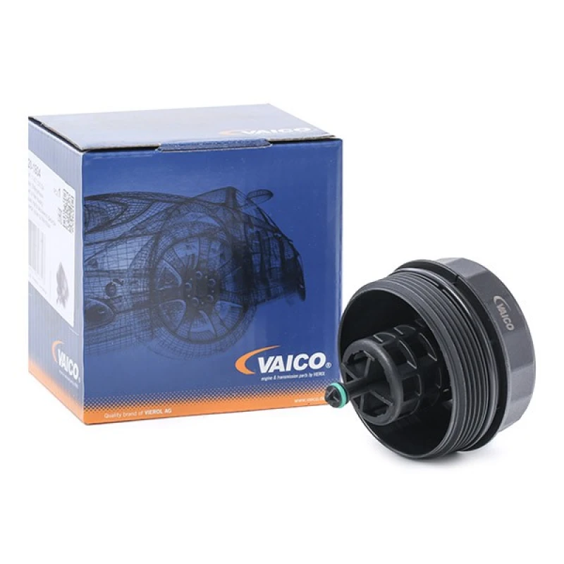 Image of VAICO V20-1804 Cover, oil filter housing Original VAICO Quality, with gaskets/seals Cover,oil filter housing (3323)