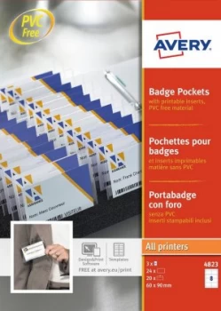 image of Avery Badge Pockets 60x90mm 24 Inserts 20 Holders