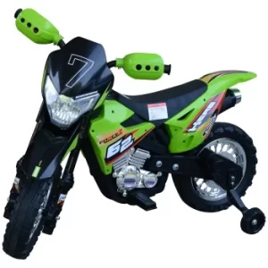 Image of HOMCOM Childrens Motorbike Ride On Car Electric 6V Battery Kids Toy 4-Wheel in Green