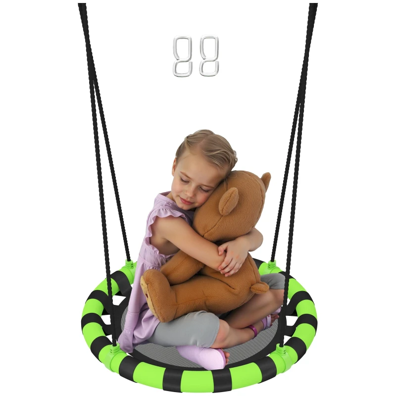 Image of AIYAPLAY Kid Nest Swing Seat, 60cm Diameter Round Saucer Swing Set, Black Black