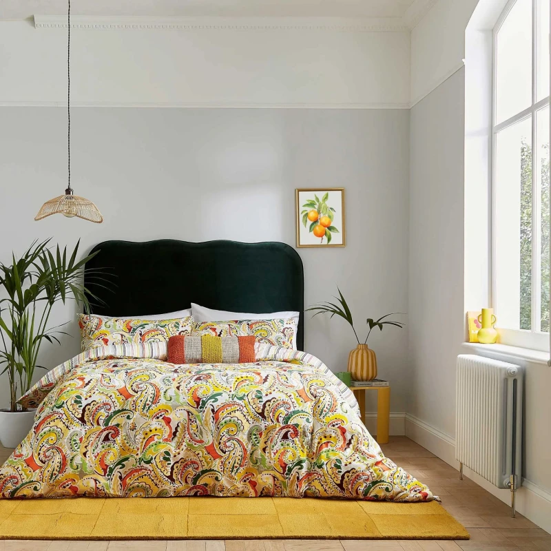 Image of Helena Springfield Helena Springfield 'Penny' Cotton Duvet Cover Set in Orange Size: Single Orange Single Unisex 5016709702133