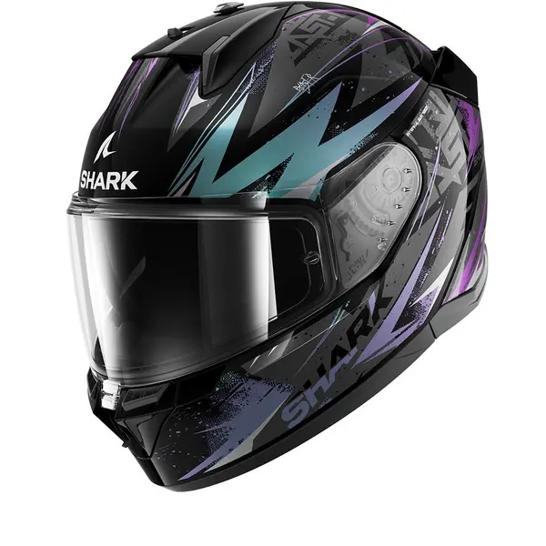 Image of Shark D-Skwal 3 Blast-R Black Blue Purple KGX Full Face Helmet Size XS
