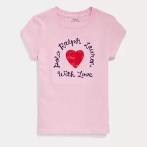 Image of Polo Ralph Lauren Girls Valentines Heart T-Shirt - Garden Pink - 12-14 Years