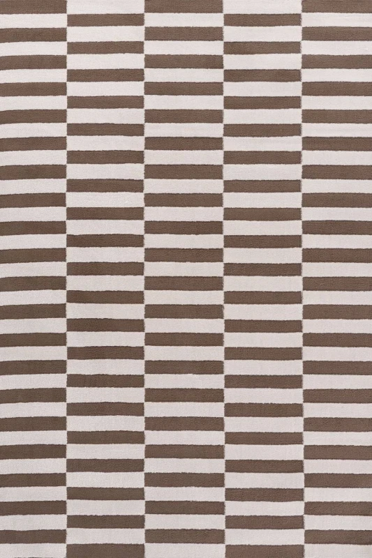 Image of THE RUGS Loft Striped Living Room Area Rug & Runners Soft Pile in Taupe Size: 80cm x 150cm Taupe Unisex 80cm x 150 cm