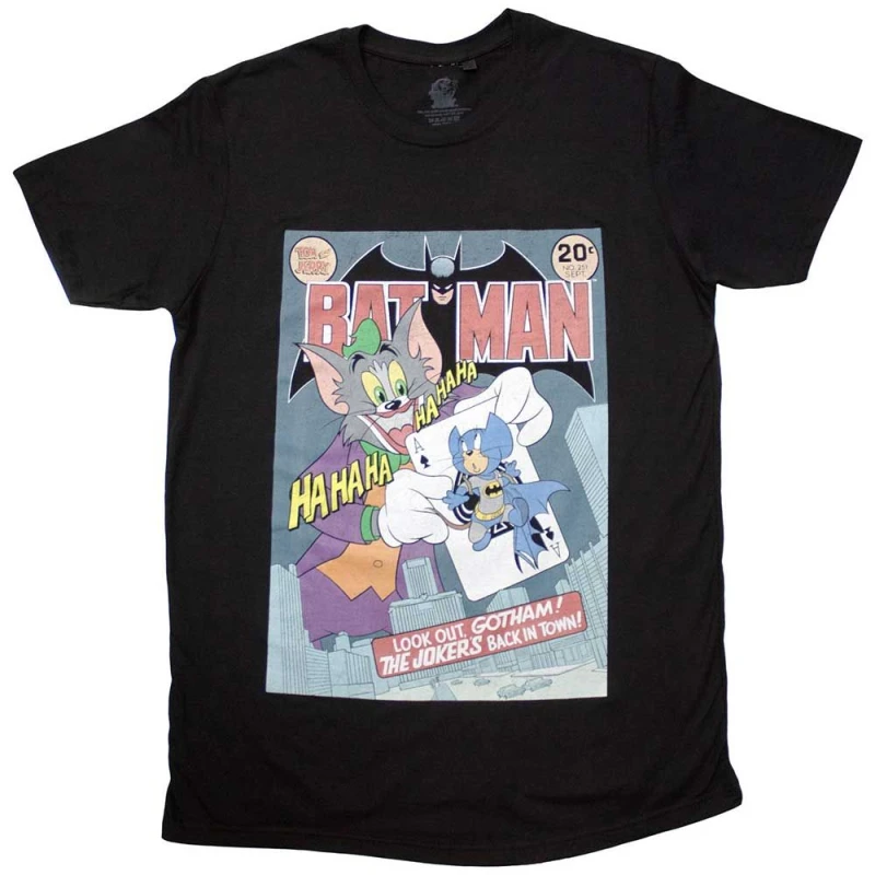 Image of Warner Bros Tom And Jerry Batman Comic T Shirt Black unisex