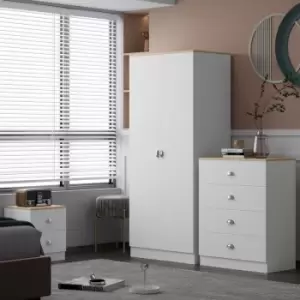 Image of Esher 2 Door Wardrobe White Bedroom Furniture Storage Cupboard Metal Cup Handles - White