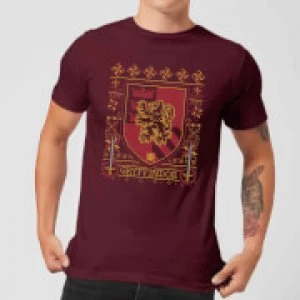 image of Harry Potter Gryffindor Crest Mens Christmas T-Shirt - Burgundy - L