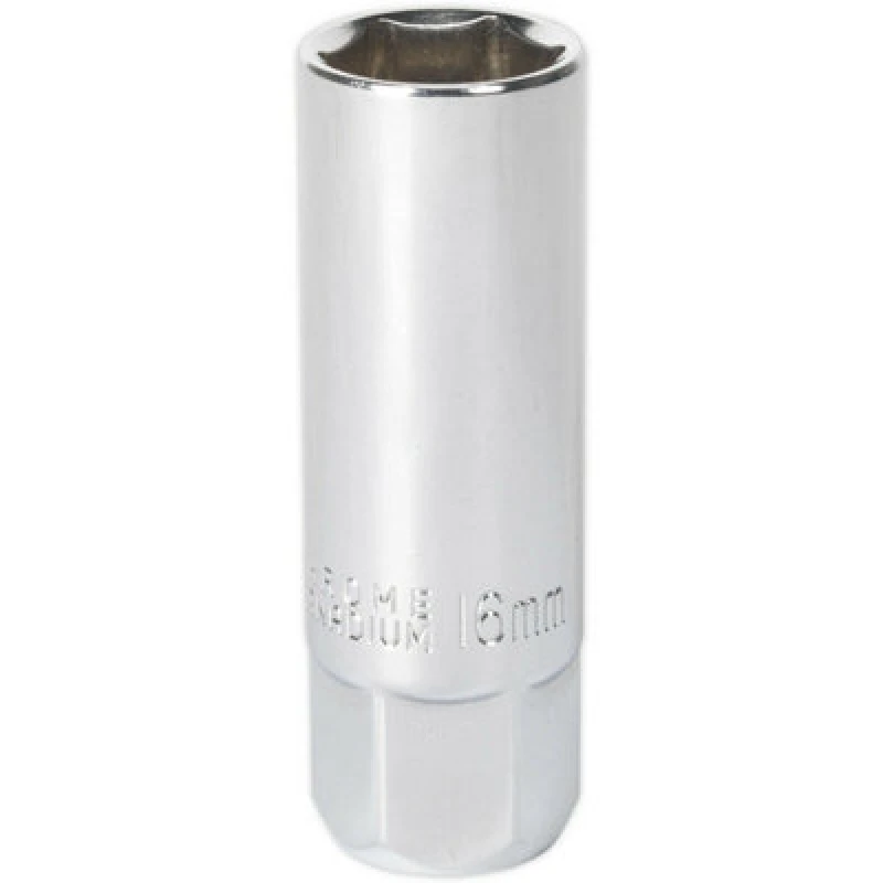 Image of Loops 16mm Spark Plug Socket - 3/8 Inch Sq Drive - Chrome Vanadium Steel - Magnetic Metallics