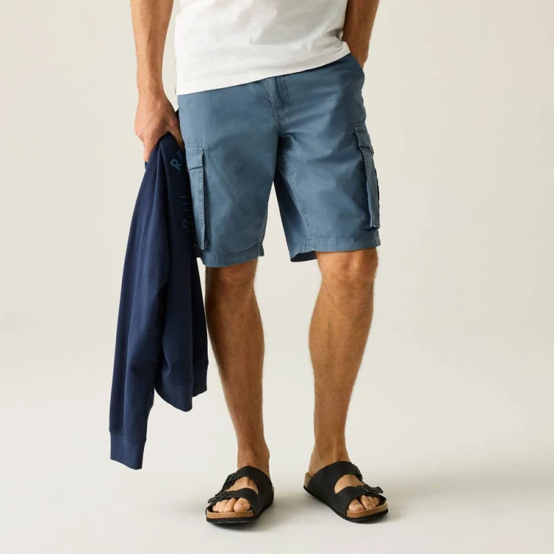 Image of Regatta Mens Shorebay II Cargo Shorts in Mid Blue Size: 36R Mid Blue Male 36R