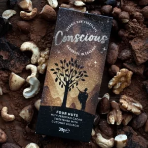 image of Conscious Chocolate Four Nuts Chocolate Bar 30g