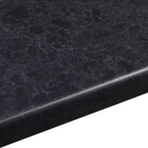 image of 38mm Midnight Black Satin Granite effect Round edge Laminate Worktop L3m D600mm