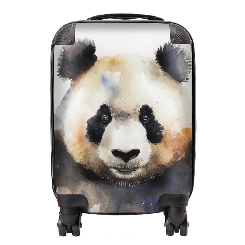 Image of Warren Reed - Designer Panda Watercolour Suitcase in Brown Size: Large Brown Unisex Large