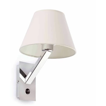 image of Faro Moma-1 - 1 Light Indoor Wall Reading Light Chrome with White Shade, E27