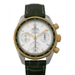 image of Speedmaster Co-Axial Chronograph 38mm Automatic Silver Dial Yellow Gold Ladies Watch