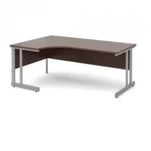 image of Momento left hand ergonomic desk 1800mm - silver cantilever frame and