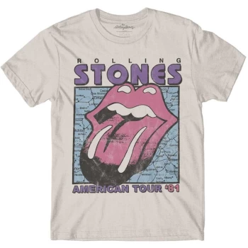 Image of The Rolling Stones - American Tour Map Unisex Large T-Shirt - White
