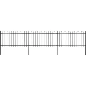 image of Garden Fence with Hoop Top Steel 5.1x1 m Black Vidaxl Black