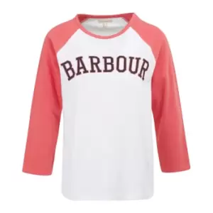 Image of Barbour Womens Northumberland Tee White/Pink Punch 12