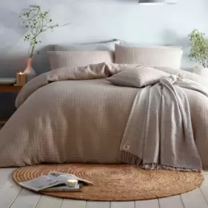 Image of Loft Westport Waffle Weave Textured Duvet Cover Set, Linen, King - Appletree