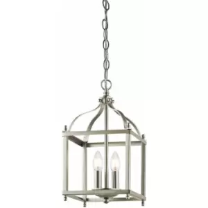 Image of Loops - 2 Bulb Ceiling Pendant Light Fitting Brushed Nickel LED E14 60W Bulb