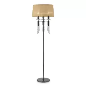 Image of Tiffany Floor Lamp 3+3 Light E27+G9, Polished Chrome With Soft Bronze Shade & Clear Crystal