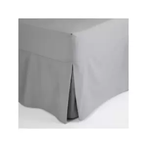 image of Belledorm Easycare Polycotton Percale 200 Thread Count Box Pleat Fitted Valance Sheet, Grey, Single