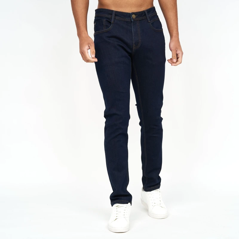 Image of Duck&Cover Maylead Mens Slim-Fit Five-Pocket Denim Jeans in Dark Blue Size: 40S Dark Blue Male 40S
