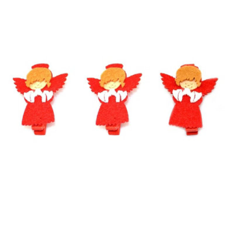Image of Shatchi 3pcs Wooden Peg Mini Cute Angle Design Clips Colourful Christmas Decorations, Multi Multi
